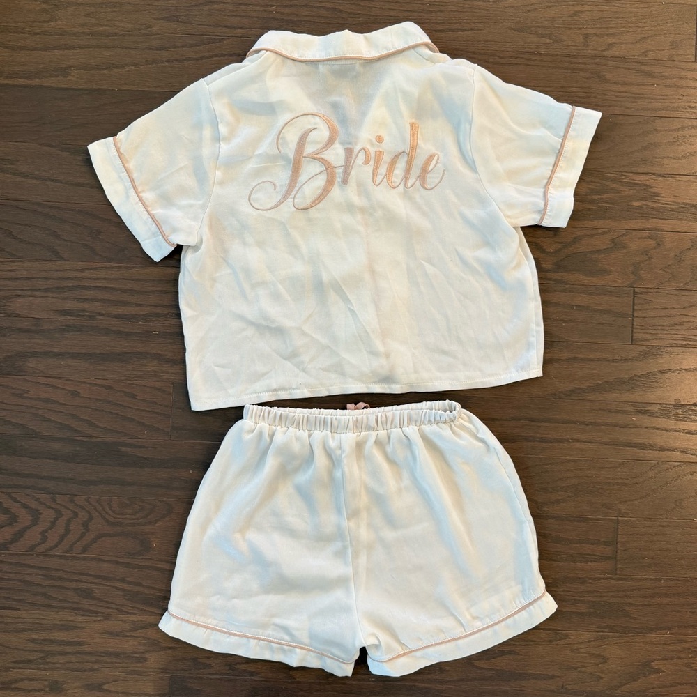 Missguided White & Blush "Bride" Short Pajama Set
